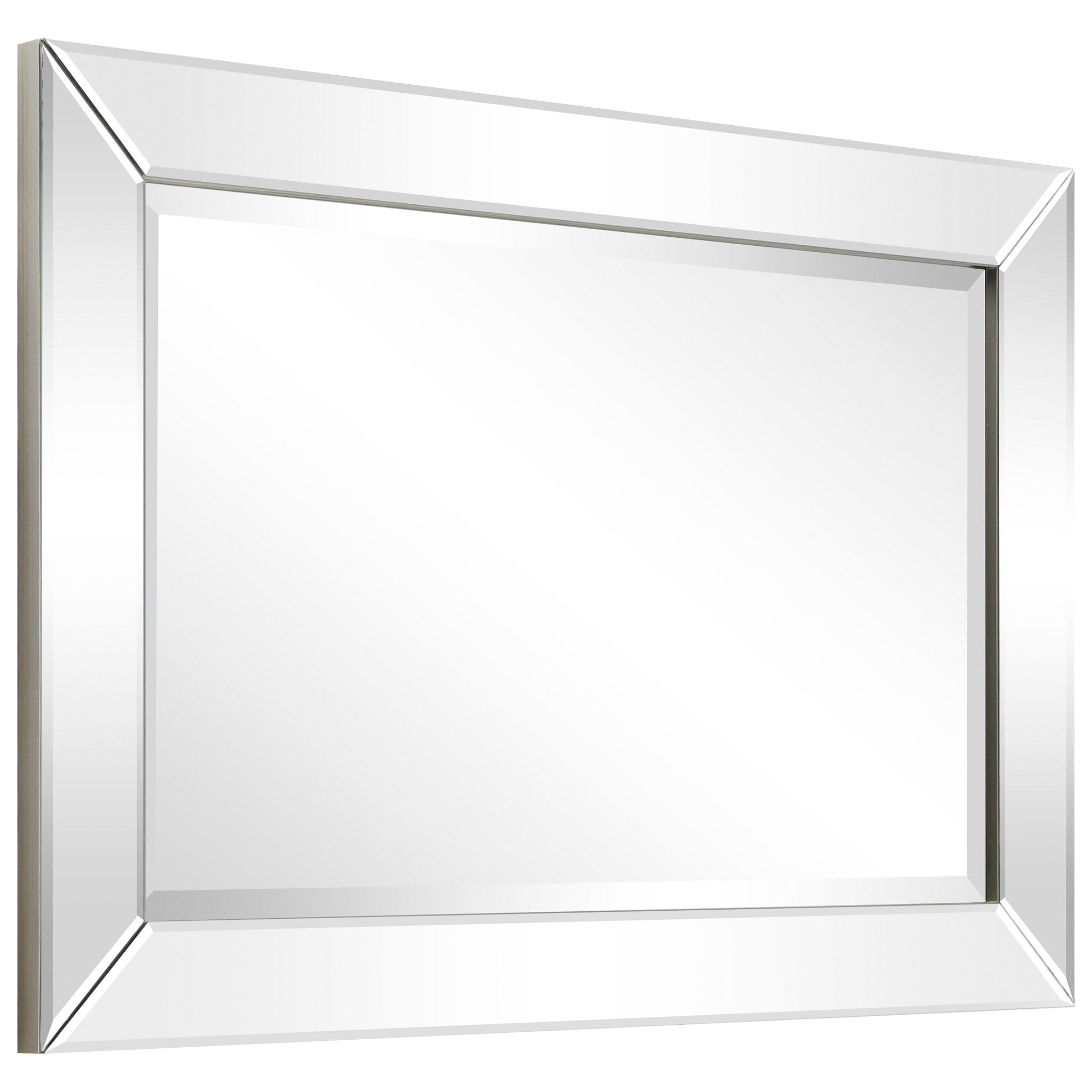 Miroir mural rectangulaire biseauté transparent HD pour salle de bain, coiffeuse et chambre à coucher, 3 tailles