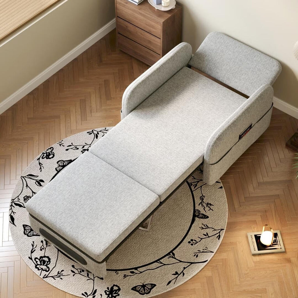 Canapé-lit convertible 4 en 1 avec rangement dissimulé, fauteuil-lit moderne pour petits espaces, dortoirs et bureaux à domicile