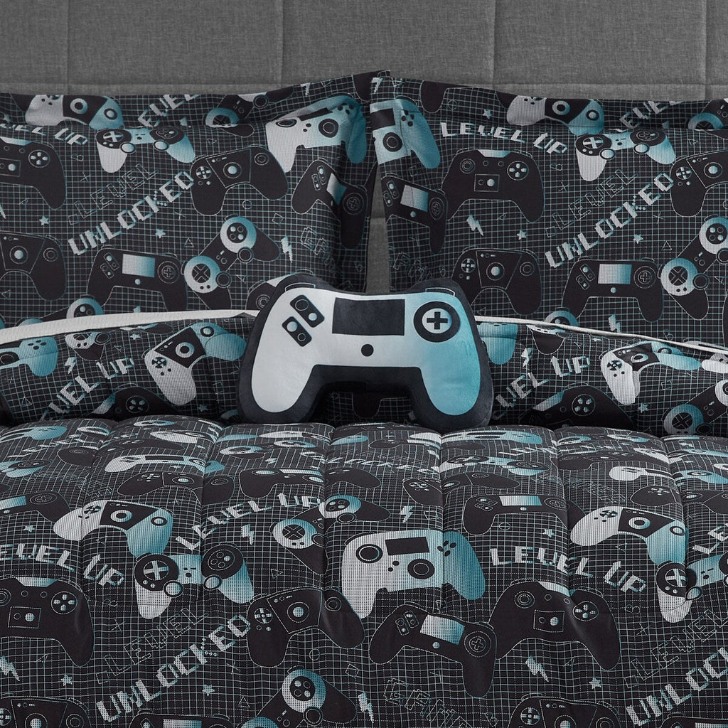 Parure de lit en microfibre gris foncé/bleu ALEX + BELLA Next Level