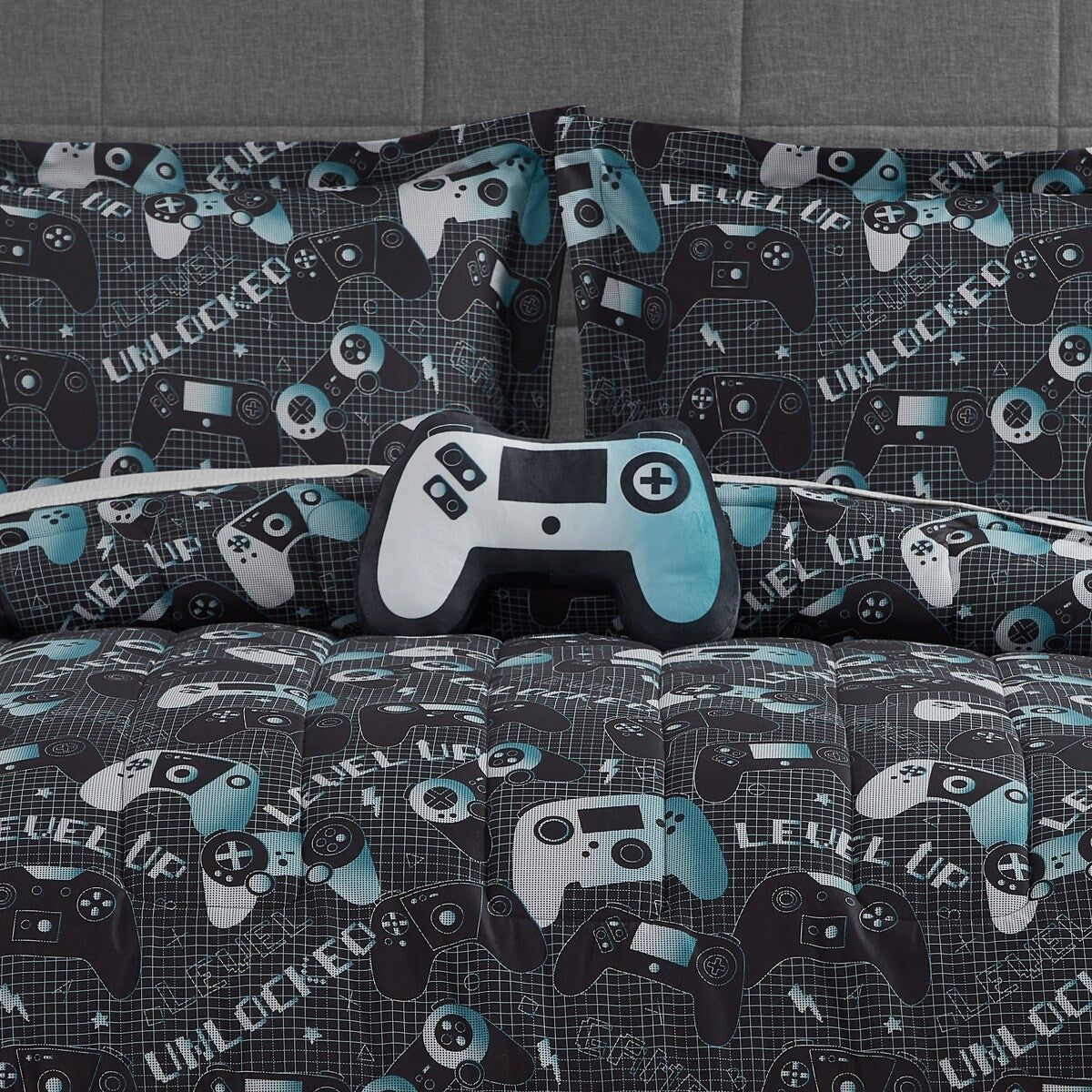 Parure de lit en microfibre gris foncé/bleu ALEX + BELLA Next Level