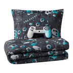 Parure de lit en microfibre gris foncé/bleu ALEX + BELLA Next Level