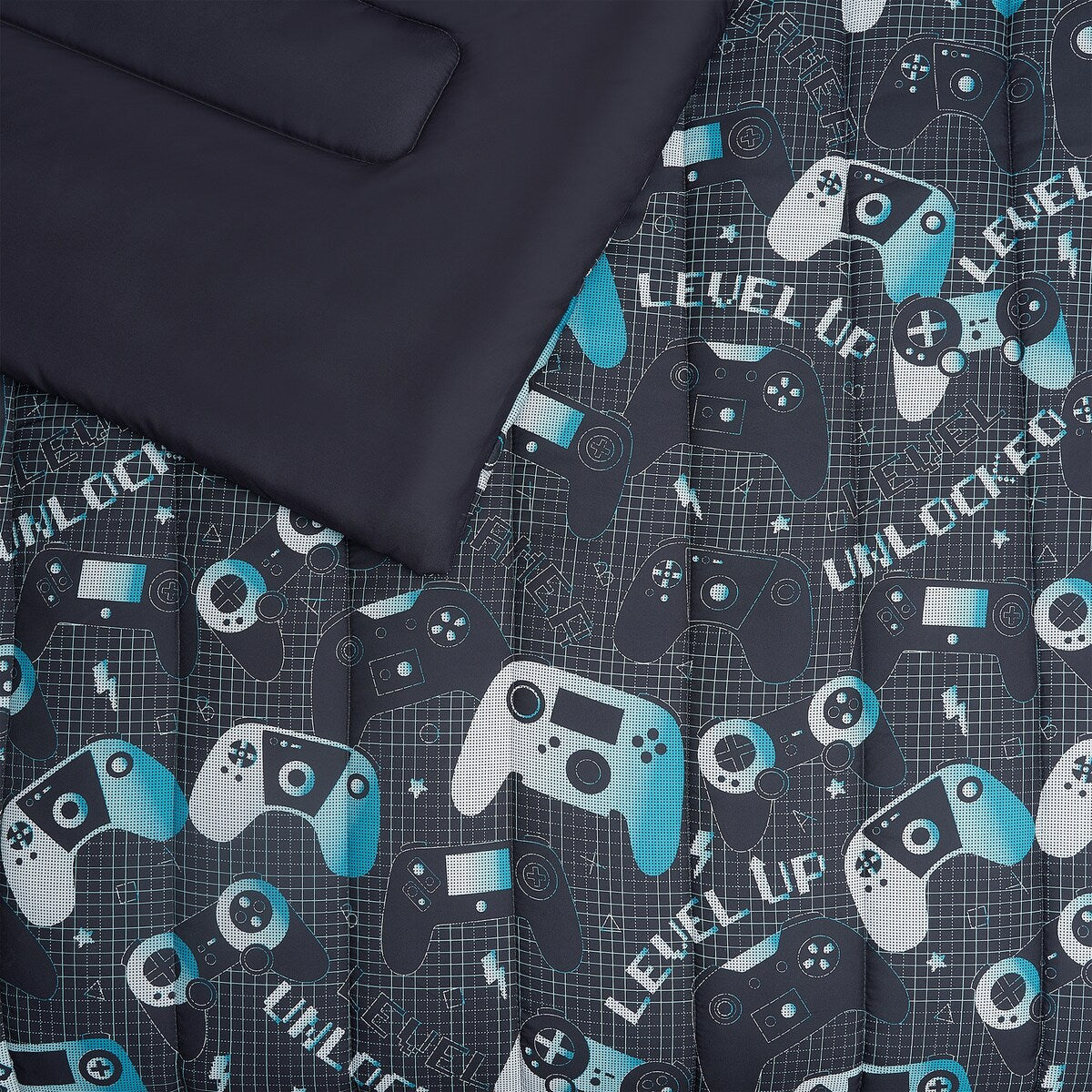 Parure de lit en microfibre gris foncé/bleu ALEX + BELLA Next Level