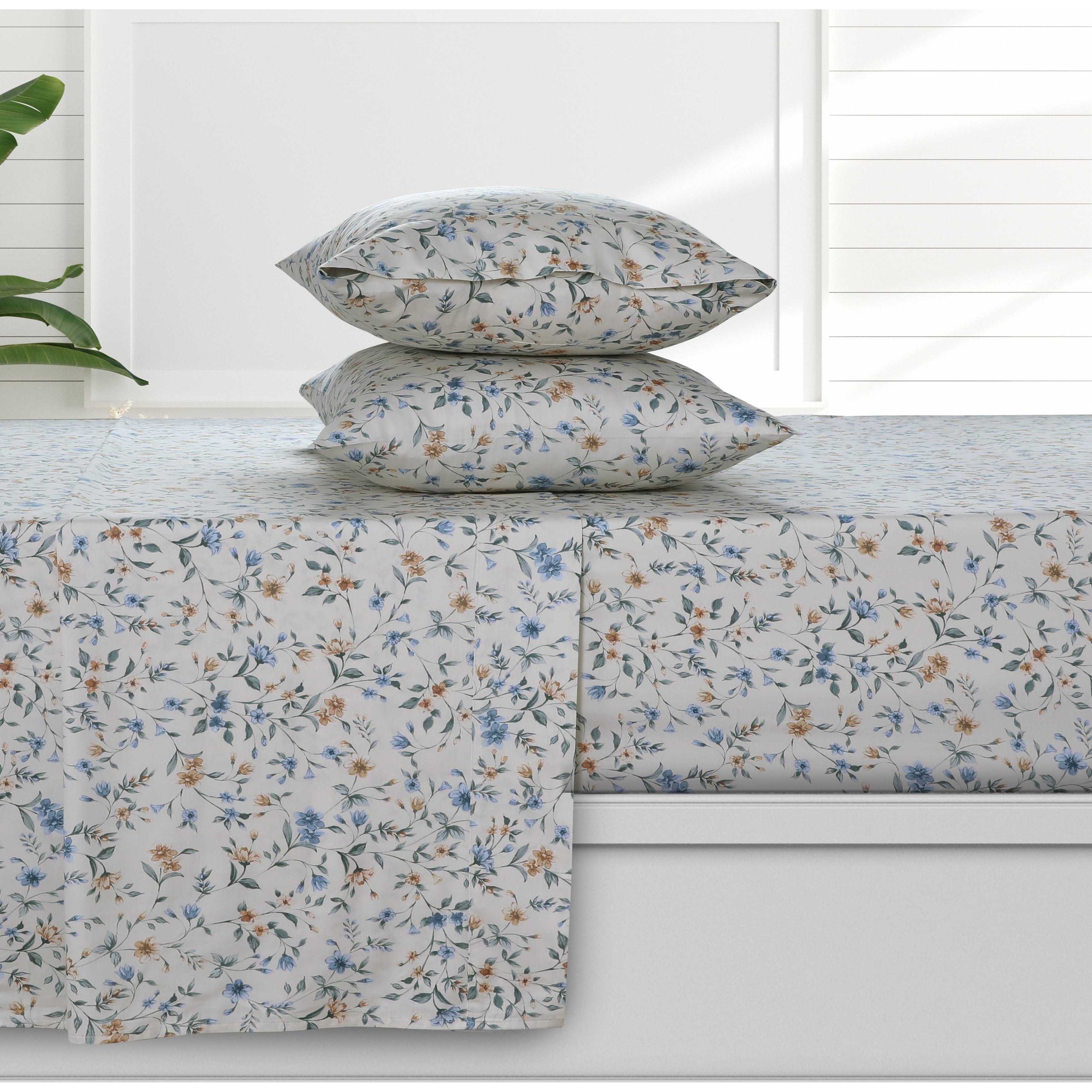 Parure de draps à poches profondes en satin de coton biologique Azores Home 300 fils