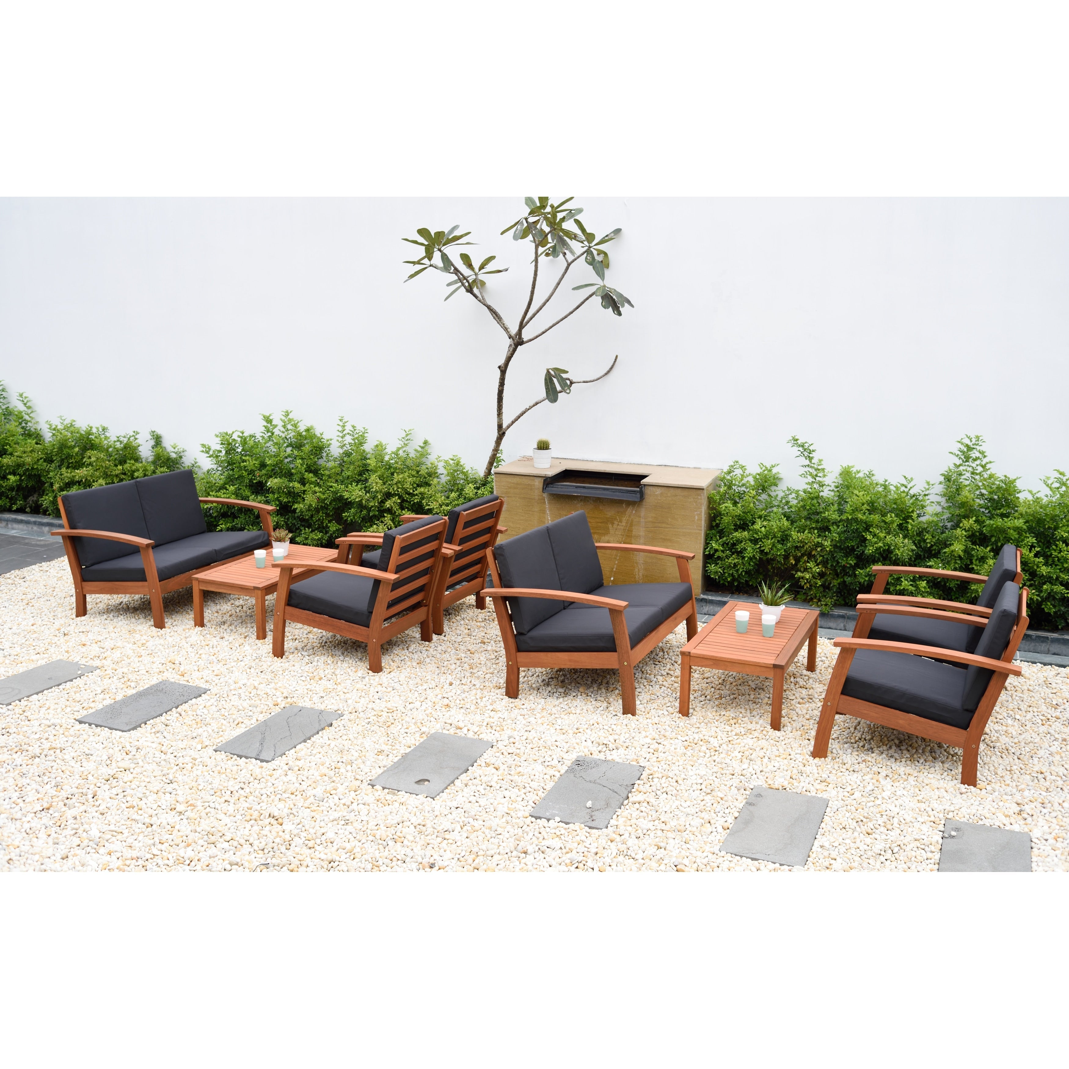 Ensemble de 8 sièges de jardin en bois certifié FSC Amazonia