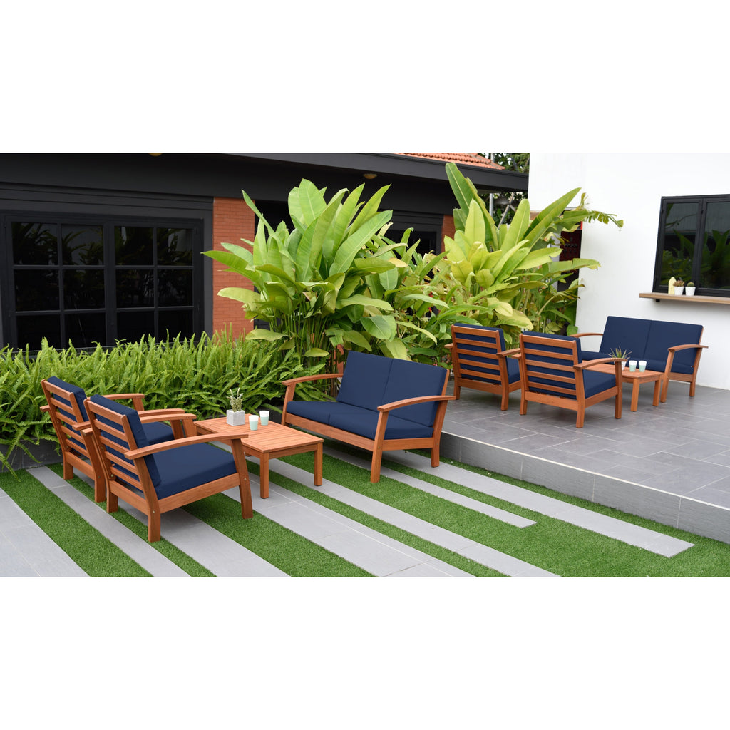 Ensemble de 8 sièges de jardin en bois certifié FSC Amazonia