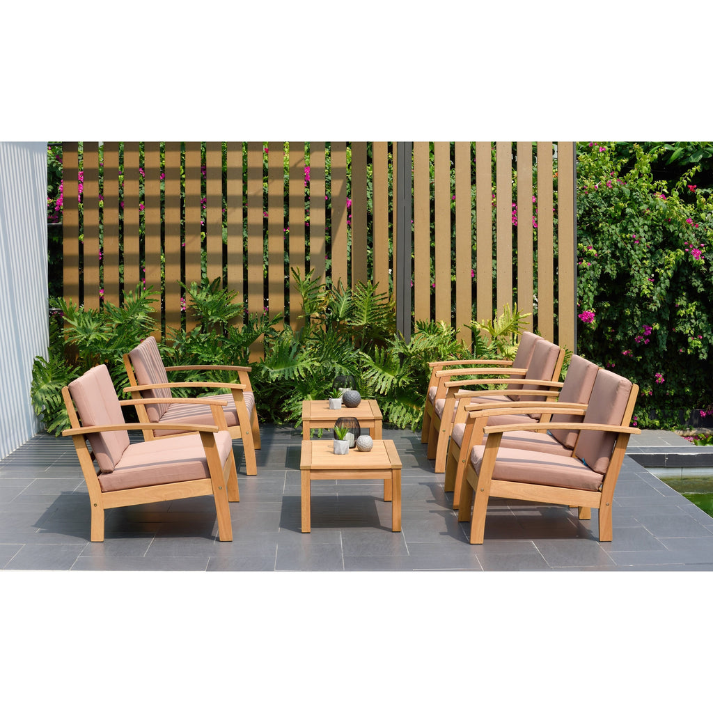 Ensemble de 8 sièges de jardin en bois certifié FSC Amazonia