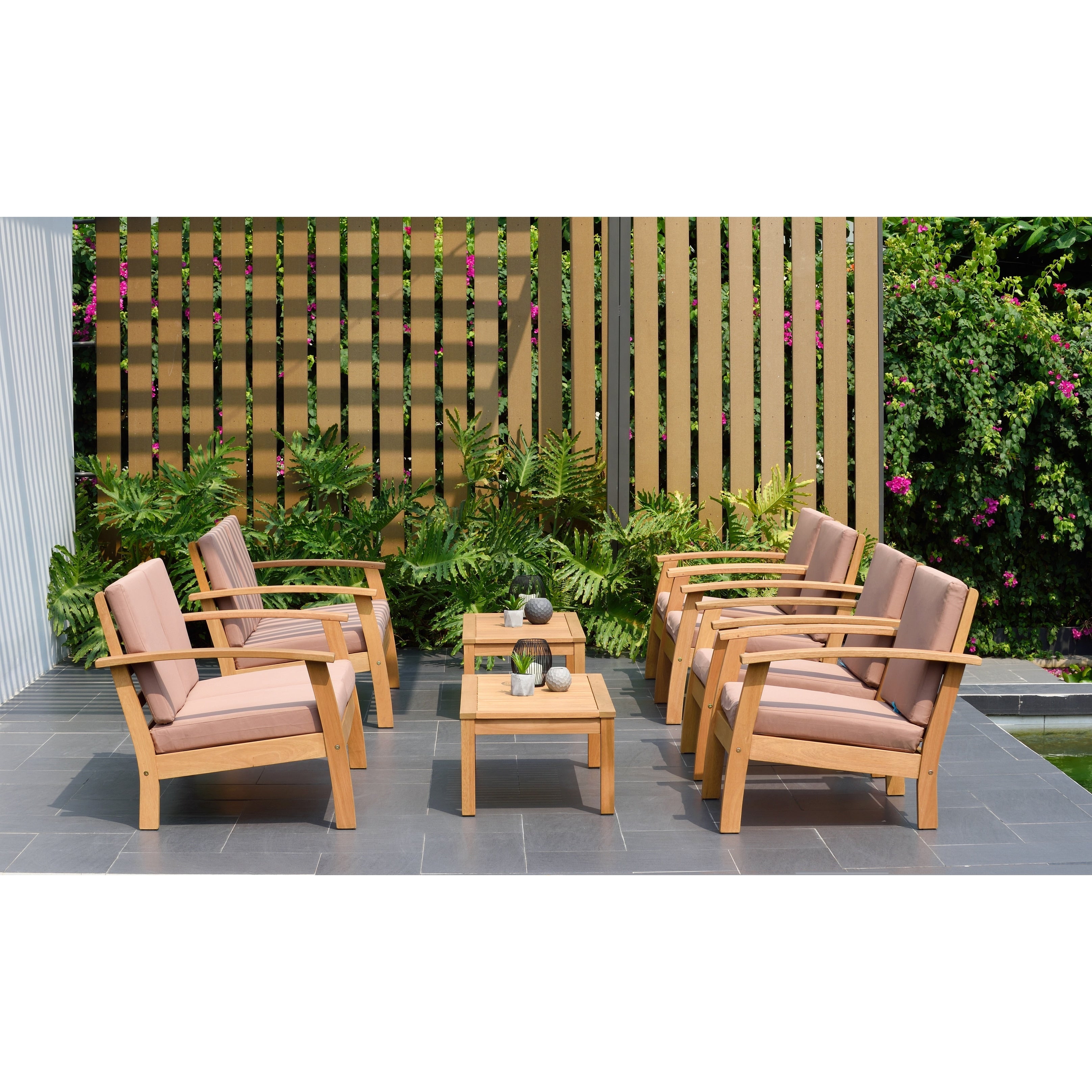 Ensemble de 8 sièges de jardin en bois certifié FSC Amazonia