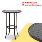 Ensemble de bar d'extérieur 3 pièces avec plateau en fer