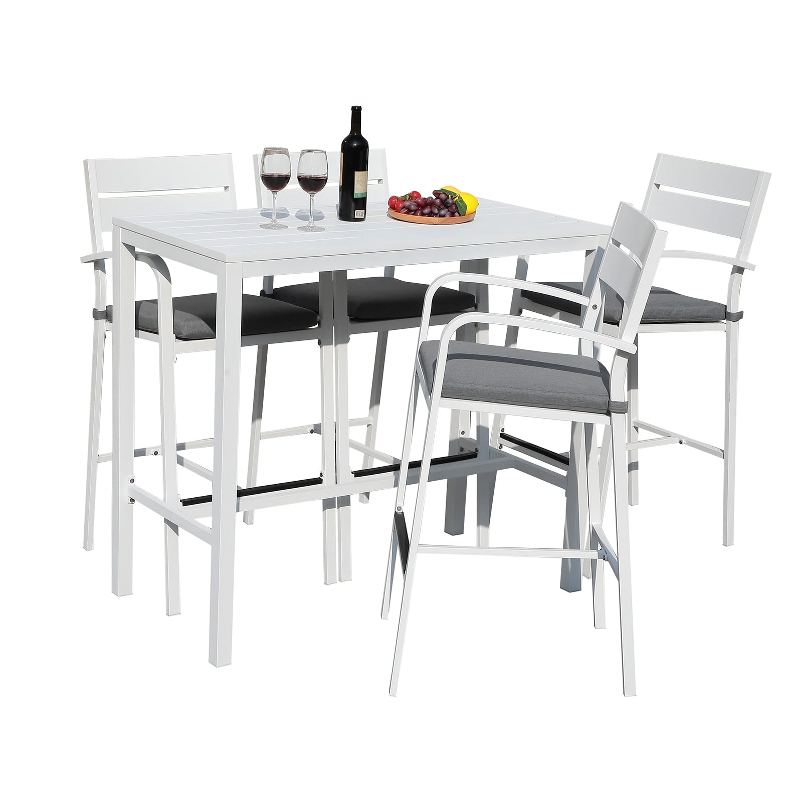 Ensemble de bar en aluminium 5 pièces pour patio Ensemble de salle à manger d'extérieur