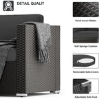 Ensemble de 7 canapés sectionnels rembourrés en rotin et osier noir pour patio extérieur par Havenside Home