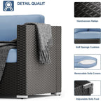 Ensemble de 7 canapés sectionnels rembourrés en rotin et osier noir pour patio extérieur par Havenside Home