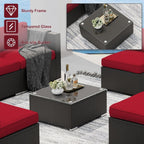 Ensemble de 7 canapés sectionnels rembourrés en rotin et osier noir pour patio extérieur par Havenside Home