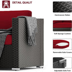 Ensemble de 7 canapés sectionnels rembourrés en rotin et osier noir pour patio extérieur par Havenside Home