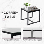 Ensemble de bistrot 3 pièces pour patio, mobilier d'extérieur avec table en verre et salon de jardin en rotin pour véranda, jardin et balcon