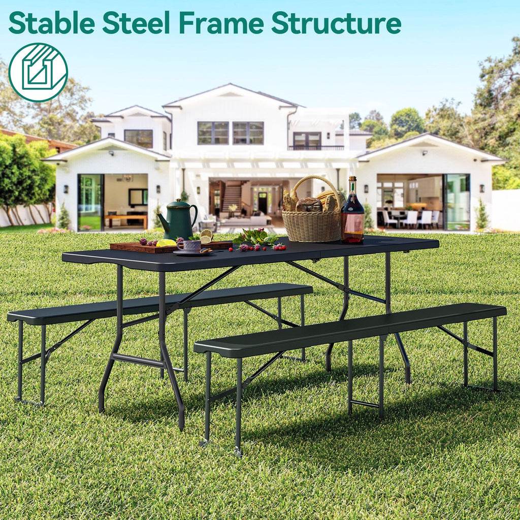Ensemble de salle à manger de pique-nique d'extérieur de 6 pieds pour 8 personnes