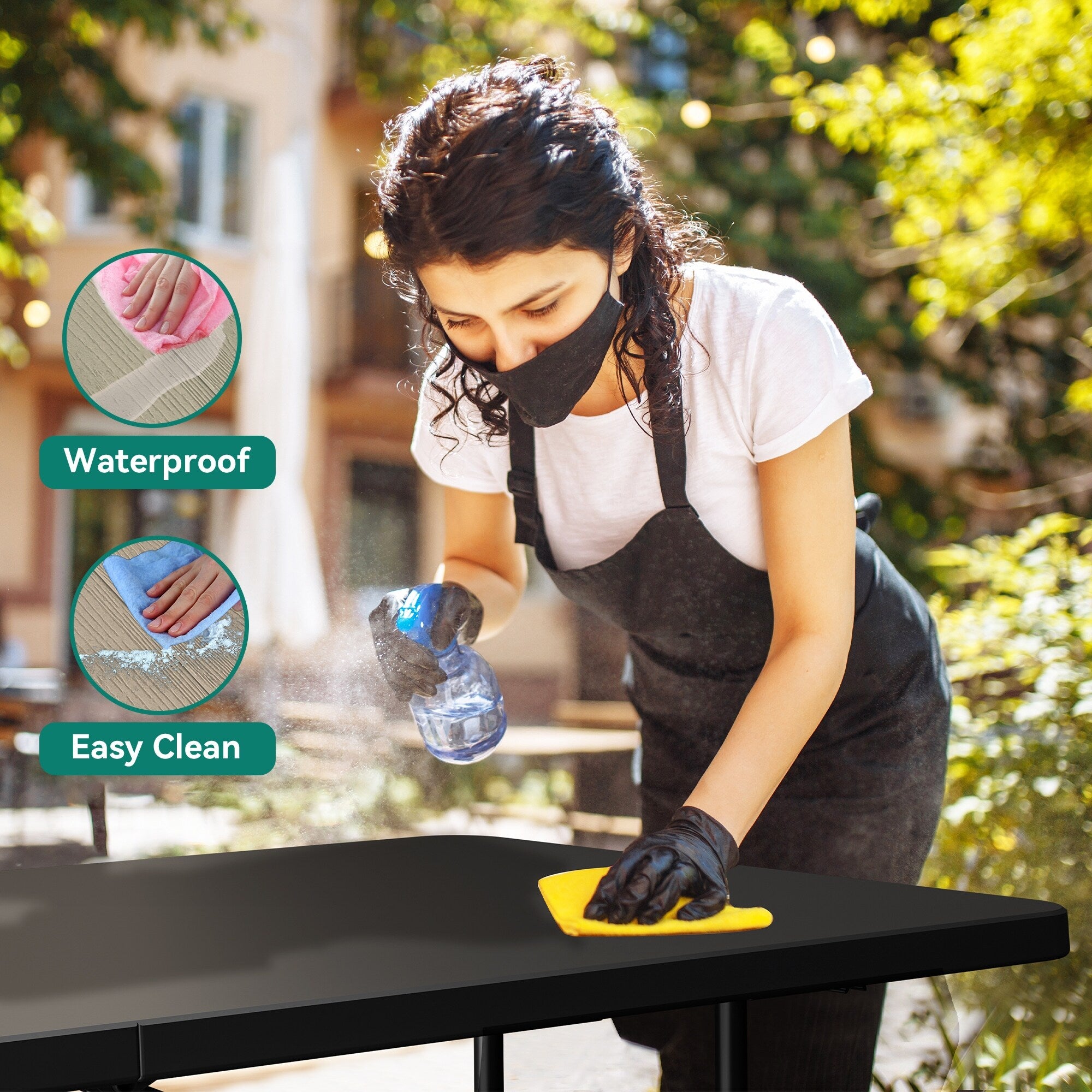 Ensemble de salle à manger de pique-nique d'extérieur de 6 pieds pour 8 personnes