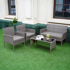 Ensemble de 4 meubles de jardin en osier, sectionnels et en rotin, avec coussins, pour jardin