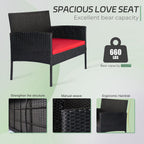 Ensemble de 4 meubles de jardin en osier, sectionnels et en rotin, avec coussins, pour jardin