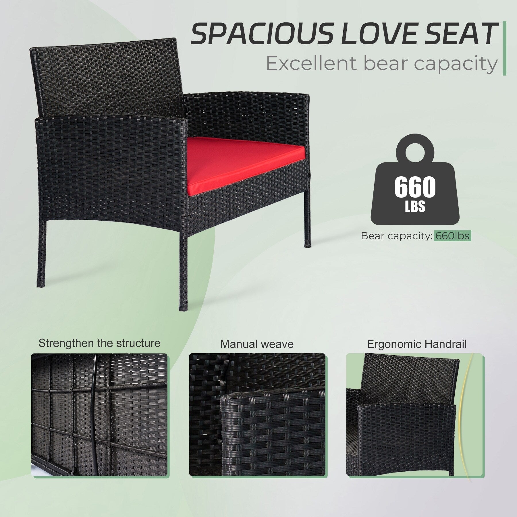 Ensemble de 4 meubles de jardin en osier, sectionnels et en rotin, avec coussins, pour jardin