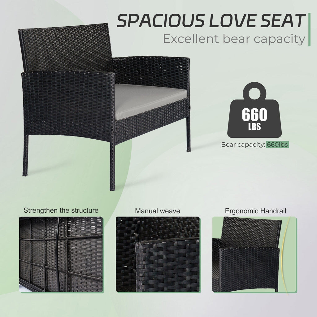 Ensemble de 4 meubles de jardin en osier, sectionnels et en rotin, avec coussins, pour jardin