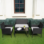 Ensemble de 4 meubles de jardin en osier, sectionnels et en rotin, avec coussins, pour jardin