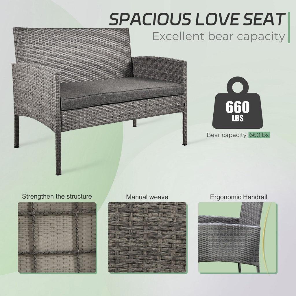 Ensemble de 4 meubles de jardin en osier, sectionnels et en rotin, avec coussins, pour jardin