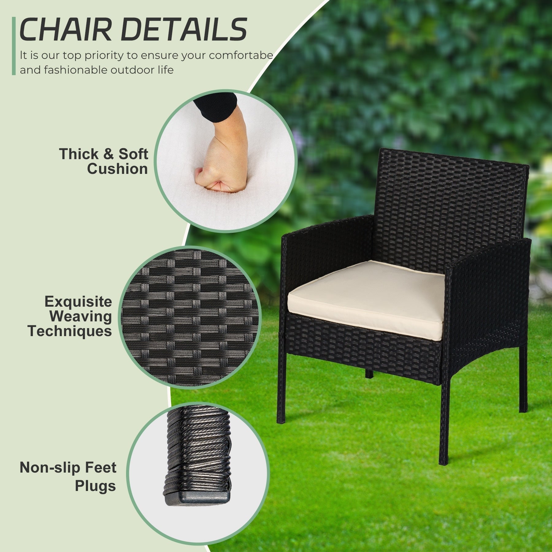 Ensemble de 4 meubles de jardin en osier, sectionnels et en rotin, avec coussins, pour jardin