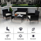 Ensemble de 4 meubles de jardin en osier, sectionnels et en rotin, avec coussins, pour jardin