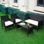 Ensemble de 4 meubles de jardin en osier, sectionnels et en rotin, avec coussins, pour jardin