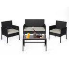 Ensemble de 4 meubles de jardin en osier, sectionnels et en rotin, avec coussins, pour jardin