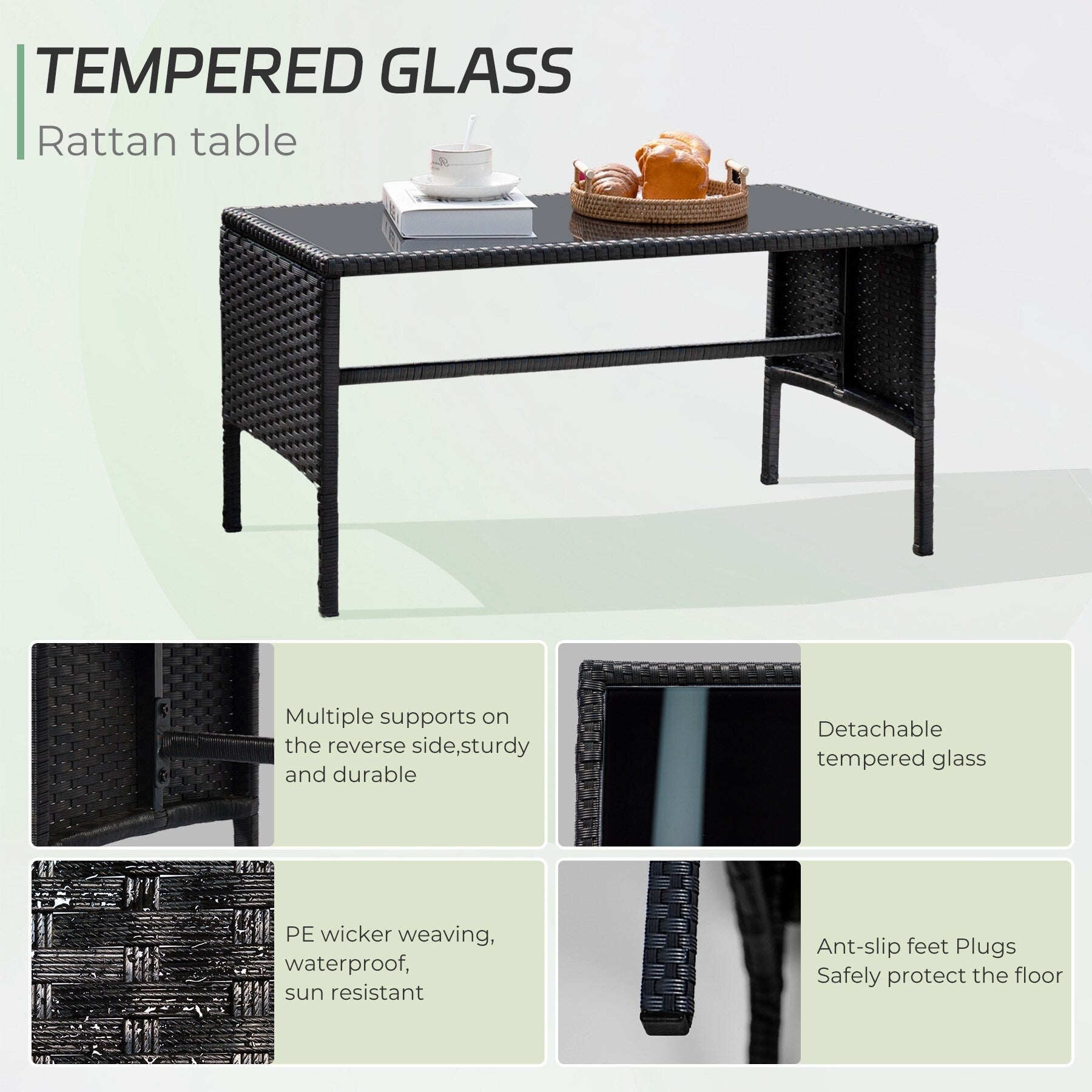 Ensemble de 4 meubles de jardin en osier, sectionnels et en rotin, avec coussins, pour jardin