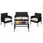 Ensemble de 4 meubles de jardin en osier, sectionnels et en rotin, avec coussins, pour jardin