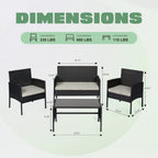 Ensemble de 4 meubles de jardin en osier, sectionnels et en rotin, avec coussins, pour jardin