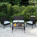 Ensemble de 4 meubles de jardin en osier, sectionnels et en rotin, avec coussins, pour jardin