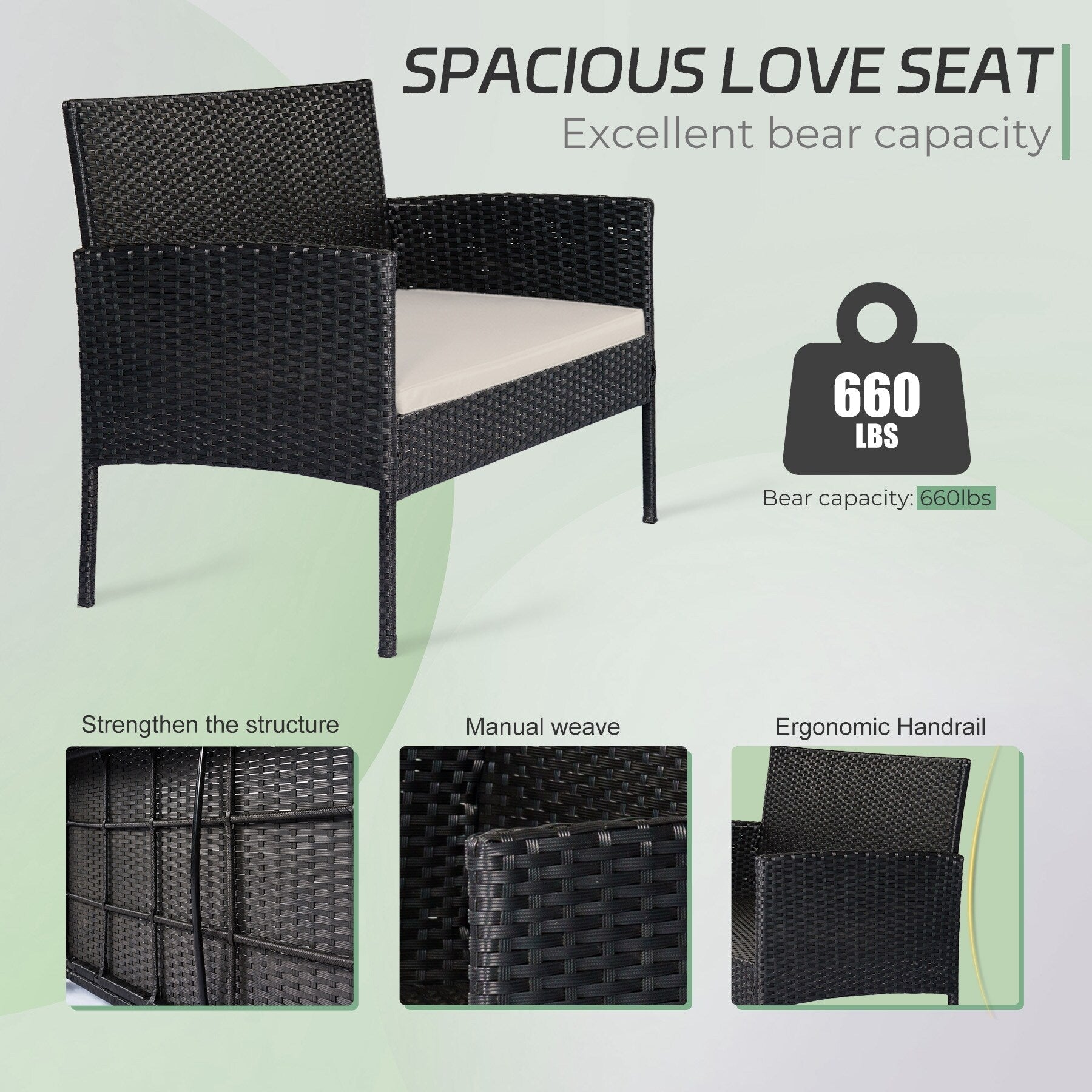 Ensemble de 4 meubles de jardin en osier, sectionnels et en rotin, avec coussins, pour jardin