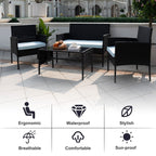 Ensemble de 4 meubles de jardin en osier, sectionnels et en rotin, avec coussins, pour jardin