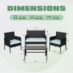 Ensemble de 4 meubles de jardin en osier, sectionnels et en rotin, avec coussins, pour jardin