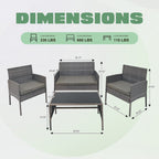 Ensemble de 4 meubles de jardin en osier, sectionnels et en rotin, avec coussins, pour jardin