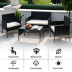 Ensemble de 4 meubles de jardin en osier, sectionnels et en rotin, avec coussins, pour jardin