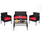 Ensemble de 4 meubles de jardin en osier, sectionnels et en rotin, avec coussins, pour jardin