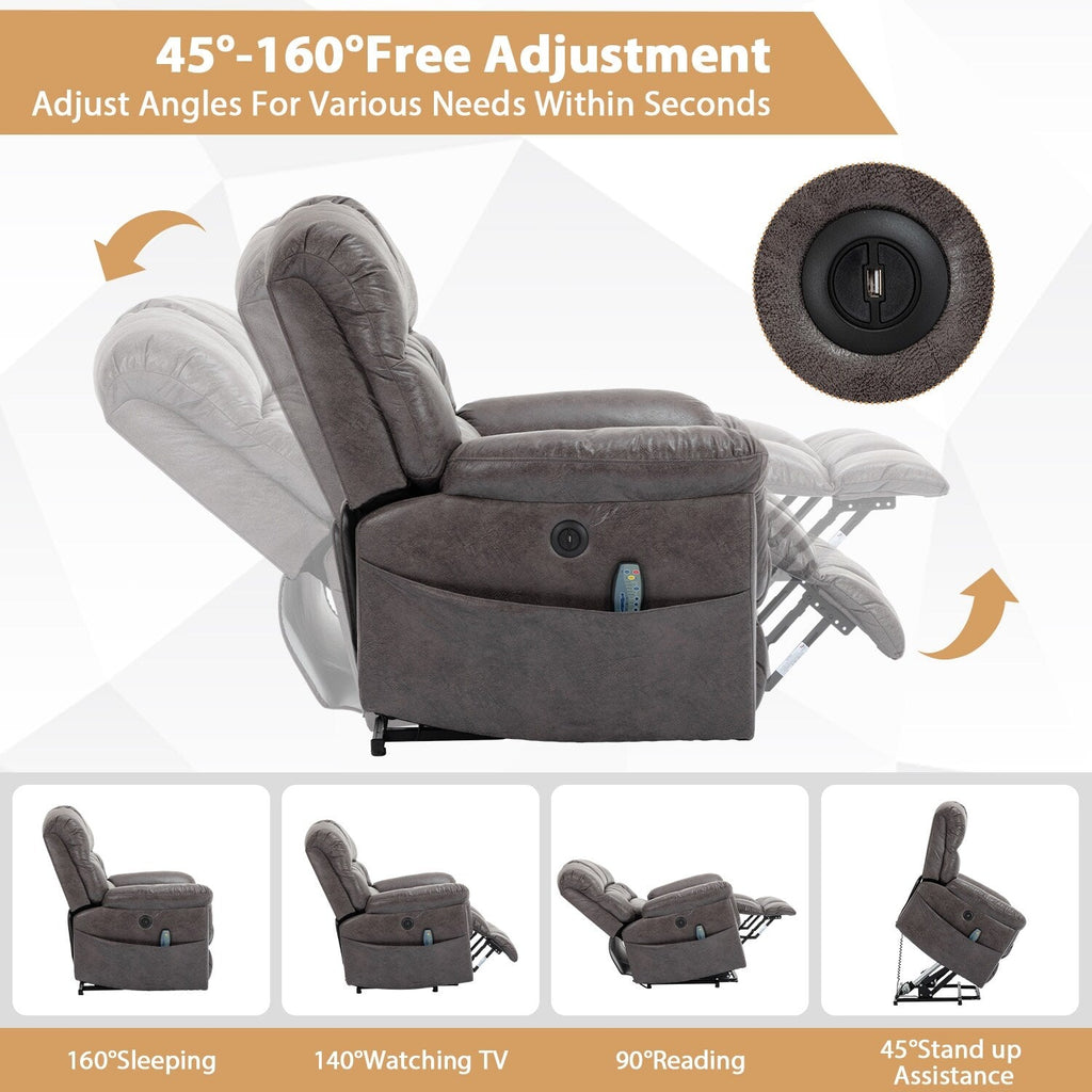 Fauteuil inclinable électrique surdimensionné de 42 po de large avec massage et chauffage