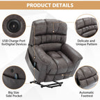 Fauteuil inclinable électrique surdimensionné de 42 po de large avec massage et chauffage
