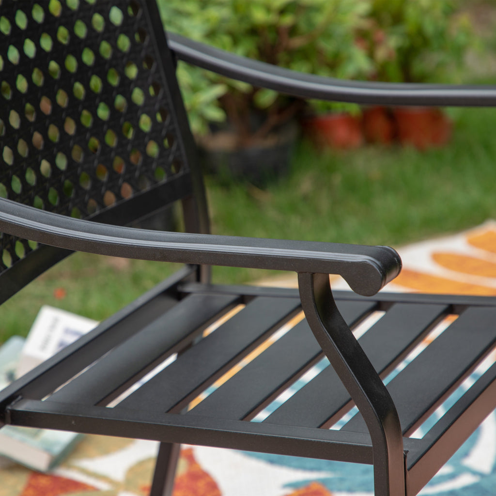 Ensemble de salle à manger de patio en métal avec revêtement électronique, 5 pièces
