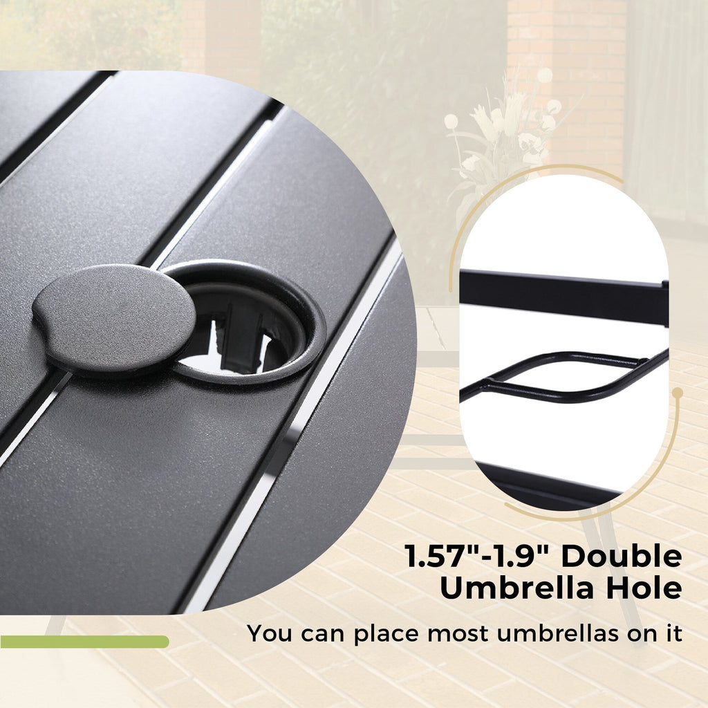 Ensemble de salle à manger de patio en métal avec revêtement électronique, 5 pièces