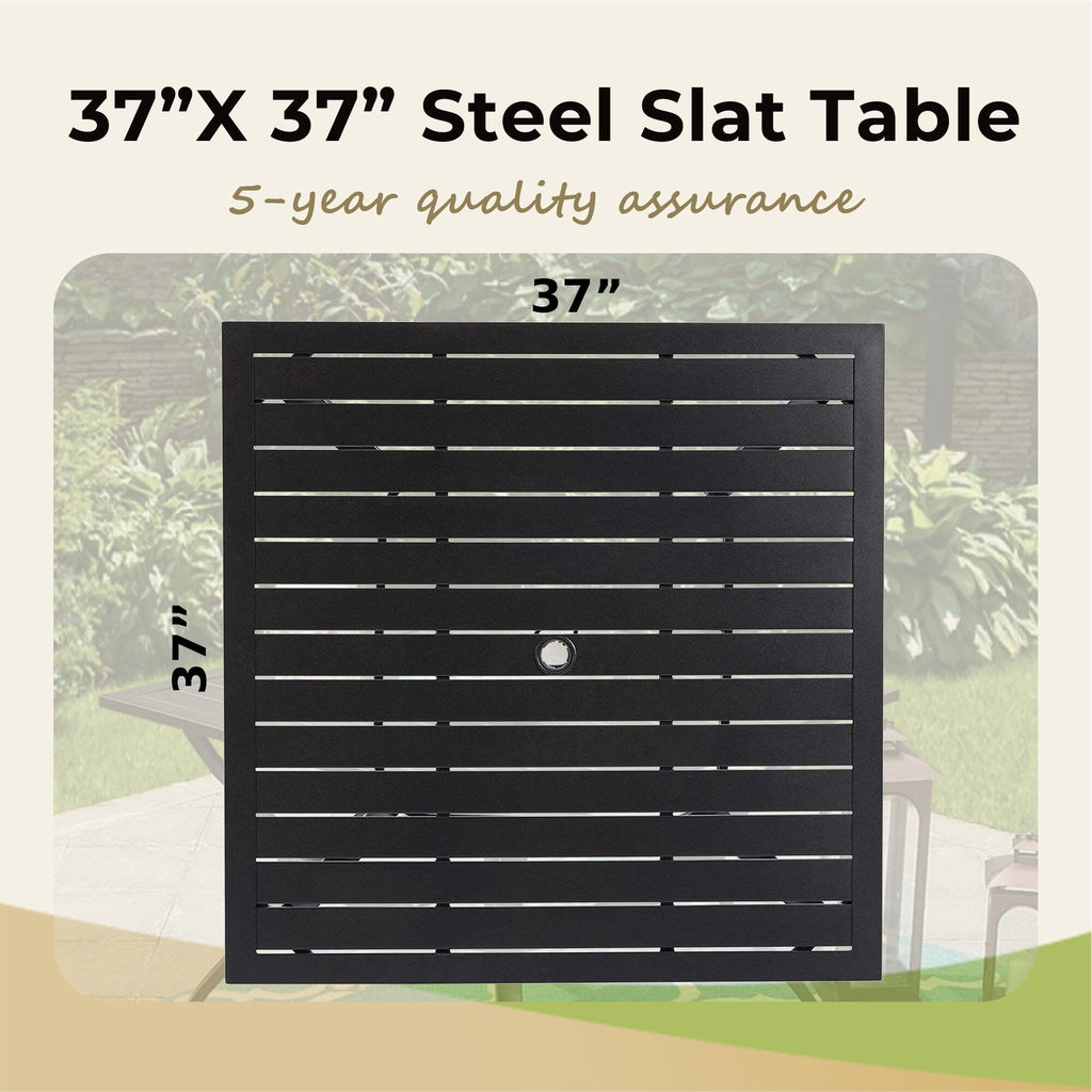 Ensemble de salle à manger de patio en métal avec revêtement électronique, 5 pièces