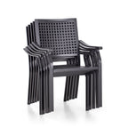 Ensemble de salle à manger de patio 7 pièces avec revêtement en métal E-coating, comprenant 6 chaises à dossier amélioré et une table en métal avec trou pour parasol