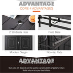 Ensemble de salle à manger de patio 7 pièces avec revêtement en métal E-coating, comprenant 6 chaises à dossier amélioré et une table en métal avec trou pour parasol