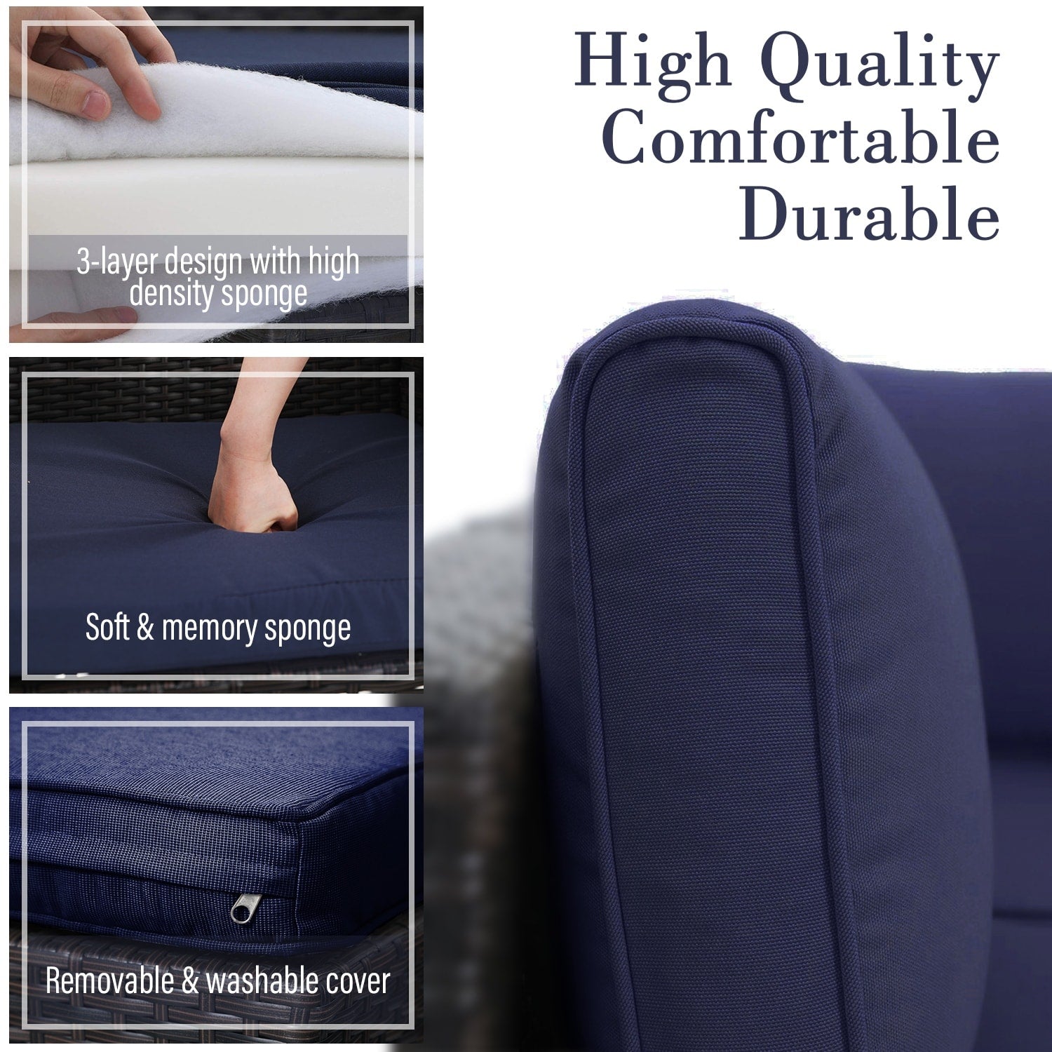 Ensemble de 9 canapés sectionnels rembourrés en rotin et osier pour patio - Ensembles de 9 pièces