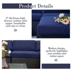 Ensemble de 9 canapés sectionnels rembourrés en rotin et osier pour patio - Ensembles de 9 pièces