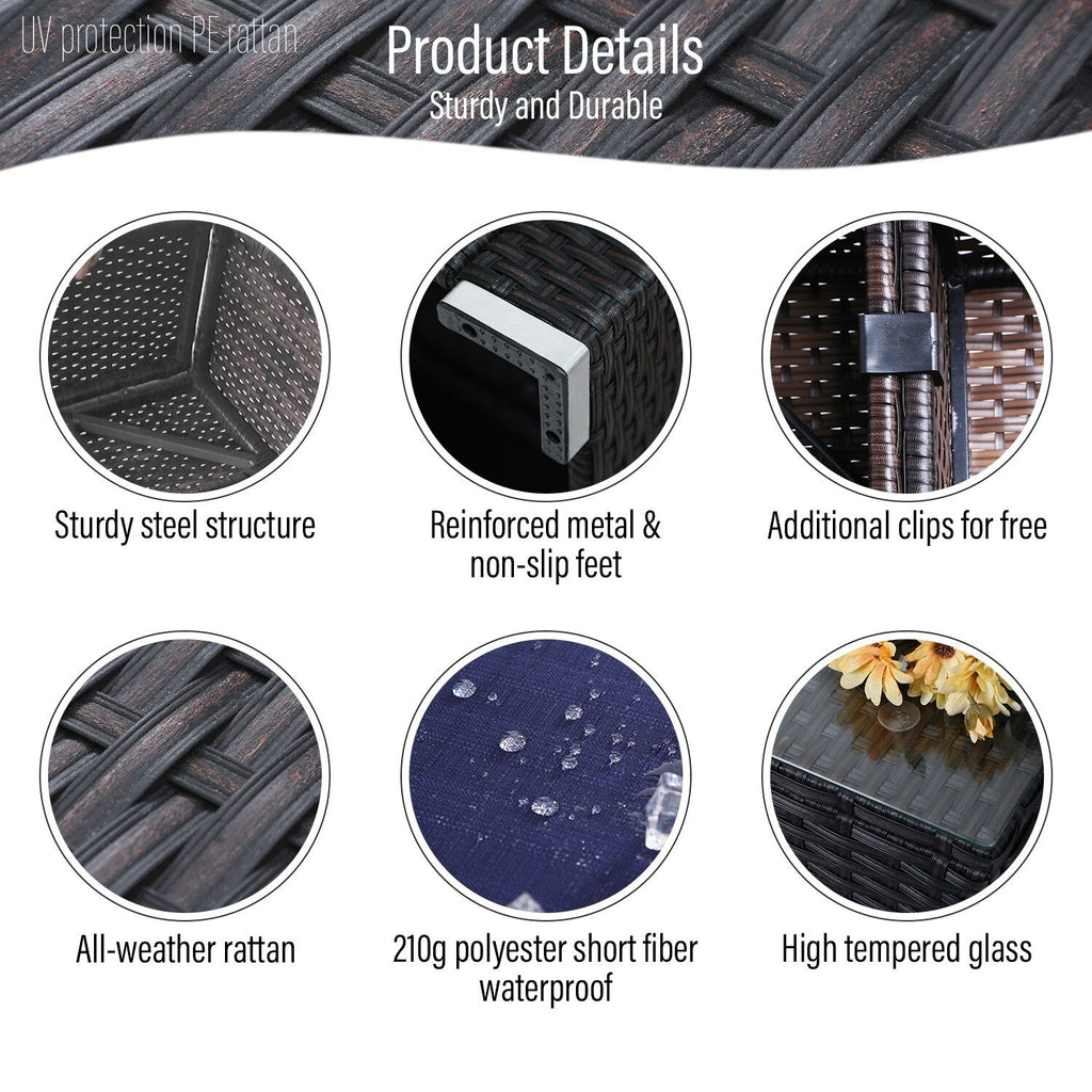 Ensemble de 9 canapés sectionnels rembourrés en rotin et osier pour patio - Ensembles de 9 pièces